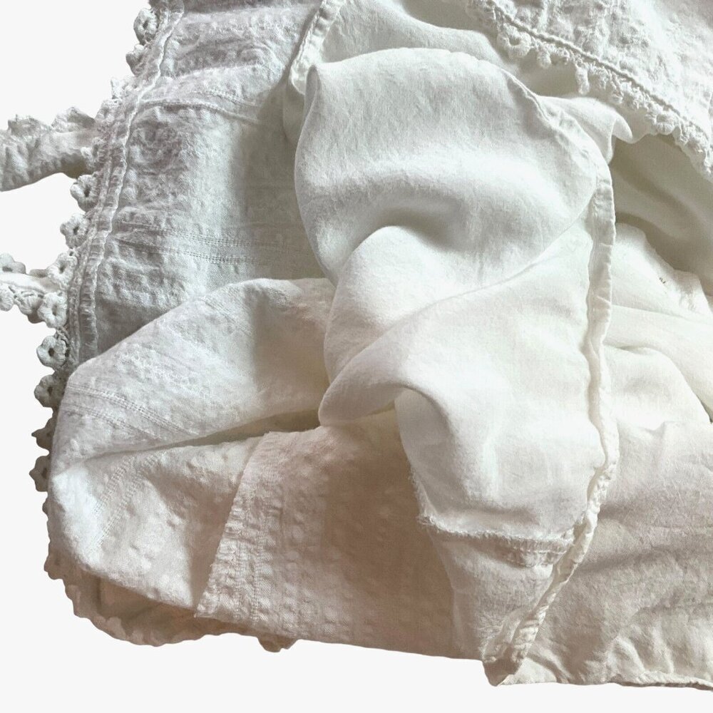 Show Me Your Mumu Size M Cherish Tank Top White Button Ruffle 100% Cotton - Picture 8 of 12